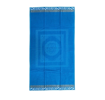 Telo Mare Pompei Azzurro Greca Oro Spugna 100% Cotone Asciugamano 90x160 cm Beach Towel