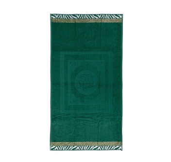 Telo Mare Pompei Verde Greca Oro Spugna 100% Cotone Asciugamano 90x160 cm Beach Towel