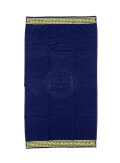 Telo Mare Poseidone Blu Greca Oro Spugna 100% Cotone Asciugamano 90x165 cm Beach Towel