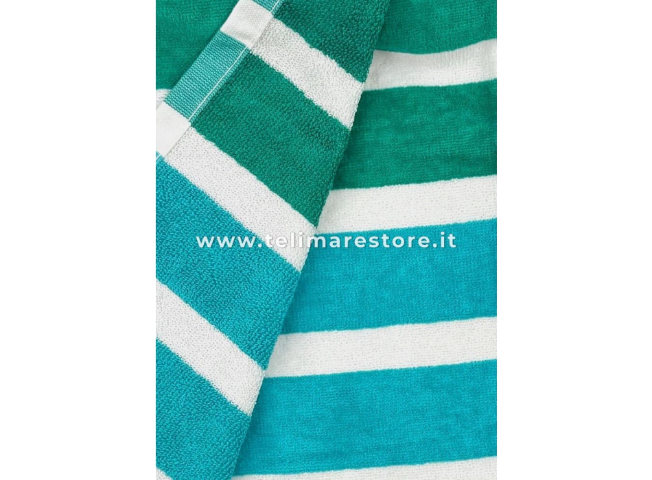 Telo Mare Rigato Babilonia Verde 90x165cm Beach Towel 100% Spugna di Cotone Asciugamano Spiaggia