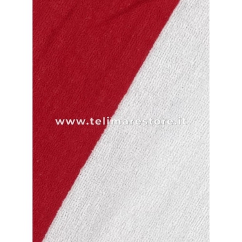 Telo Mare Rigato Bianco Rosso 90x165cm Telo in Spugna 100% Cotone Asciugamano Spiaggia