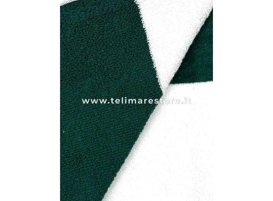 Telo Mare Rigato Bianco Verde 90x165cm Telo in Spugna 100% Cotone Asciugamano Spiaggia