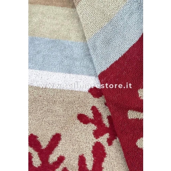 Telo Mare Rigato Caraibi Beige 90x165cm Spugna 100%Cotone Asciugamano Spiaggia 