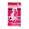 Telo Mare Rigato Unicorno Rosa 100% Spugna di Cotone 90x165 cm Asciugamano Spiaggia