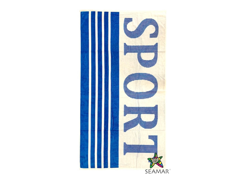 Telo Mare Righe Sport Blu 100% Spugna di Cotone 90x165cm Asciugamano Spiaggia