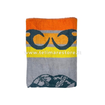 Telo Mare Skull Arancione Grigio 90x160 cm Asciugamano Spiaggia - Beach Towel