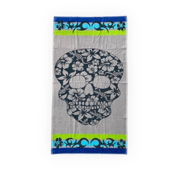 Telo Mare Skull Azzurro Grigio 90x160 cm Asciugamano Spiaggia - Beach Towel