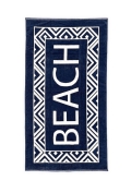 Telo Mare Spugna Beach Bianco-Blu 90x165cm Asciugamano Spiaggia 100% Cotone Beach Towel