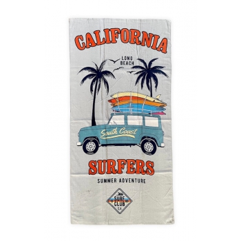 Telo Mare Stampato California Surfers Asciugamano in Spugna 100% cotone Beach Towel 80x160cm 