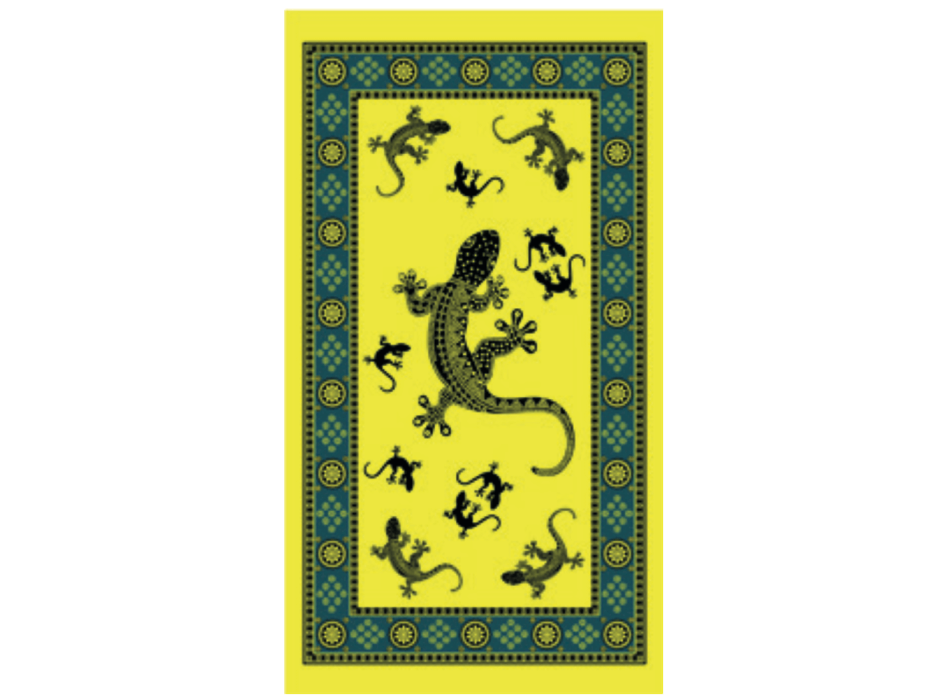 Telo Mare Stampato Geko Maui Giallo Fluo Asciugamano Velour 100% Spugna in Poliestere 100x180cm 
