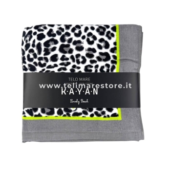 Telo Mare Stampato Kayan Bianco Spugna Velour 90x170cm Asciugamano Spiaggia 100% Cotone 