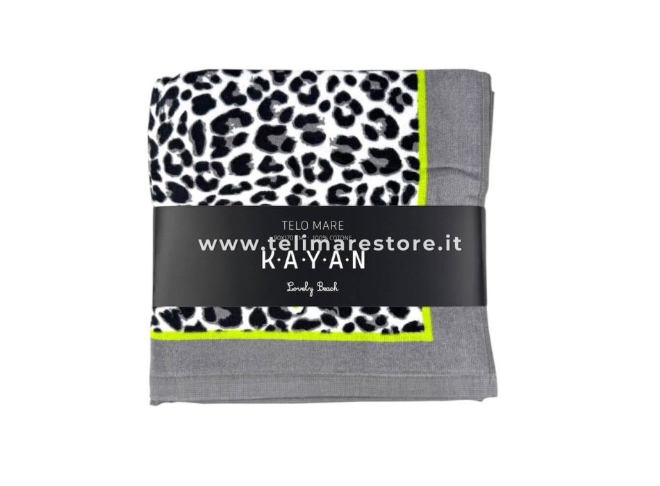 Telo Mare Stampato Kayan Bianco Spugna Velour 90x170cm Asciugamano Spiaggia 100% Cotone 