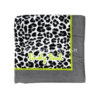 Telo Mare Stampato Kayan Bianco Spugna Velour 90x170cm Asciugamano Spiaggia 100% Cotone 