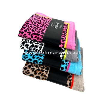 Telo Mare Stampato Kayan Bianco Spugna Velour 90x170cm Asciugamano Spiaggia 100% Cotone 