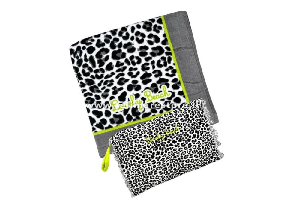 Telo Mare Stampato Kayan Bianco Spugna Velour 90x170cm Asciugamano Spiaggia 100% Cotone 