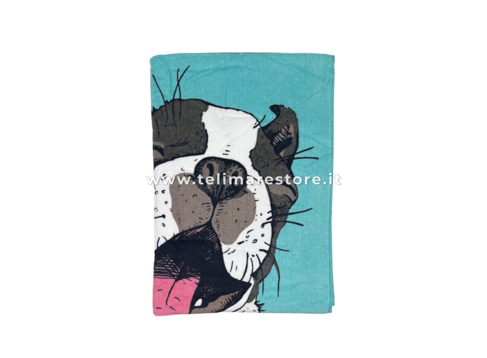 Telo Mare Stampato Puppy Asciugamano in Spugna 100% cotone Beach Towel 80x160cm 