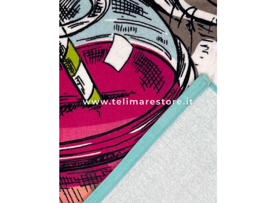 Telo Mare Stampato Puppy Asciugamano in Spugna 100% cotone Beach Towel 80x160cm 