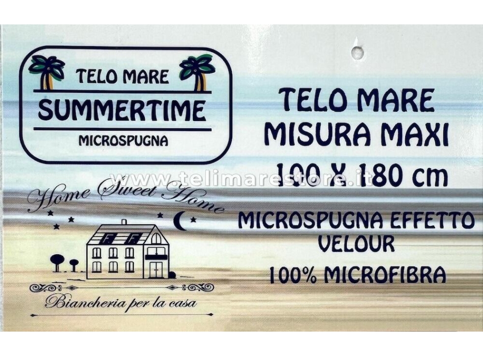 Telo Mare Stampato Summertime Elefante Microspugna Velour 100% Poliestere 100x180cm Stampa Digitale