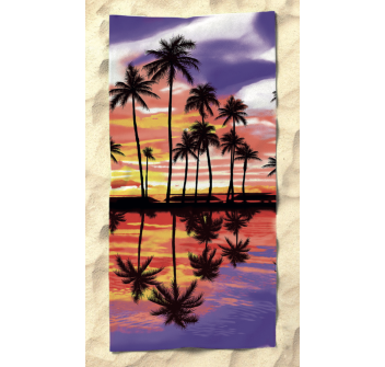 Telo Mare Stampato Sunset Beach Asciugamano Velour 100% Spugna in Poliestere 100x180cm 