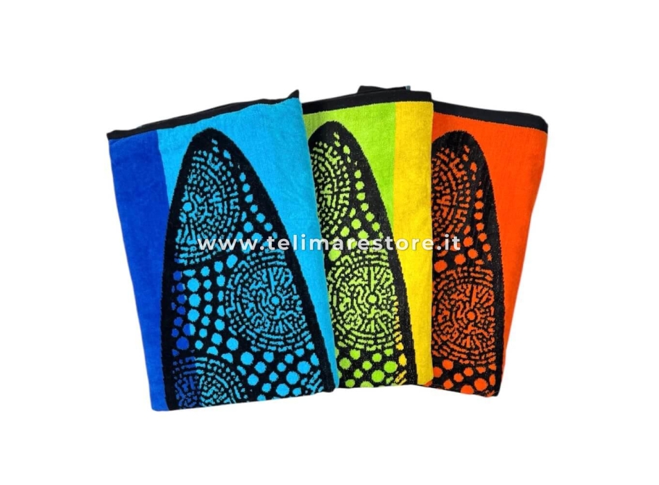 Telo Mare Surf Arancione Spugna 100% Cotone Asciugamano Spiaggia - Beach Towel 90x165cm