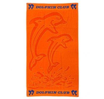 Telo Mare Tinta Unita Arancione Dolphin Club 100% Spugna di Cotone Asciugamano 90x160cm Beach Towel