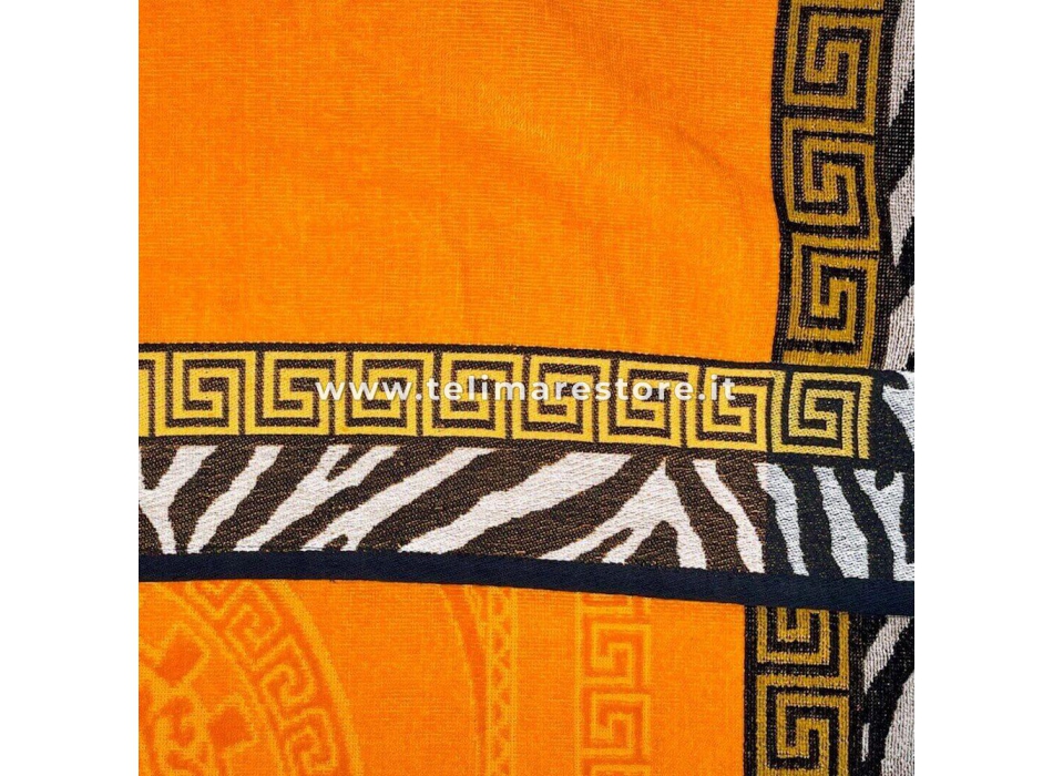 Telo Mare Tinta Unita Arancione Safari Zebrato 100% Spugna di Cotone Asciugamano 90x160cm Beach Towel