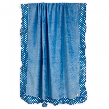 Telo Mare Tinta Unita Azzurro Balza Pois