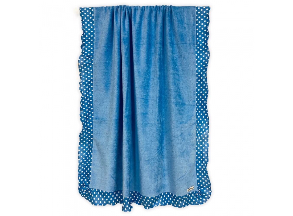 Telo Mare Tinta Unita Azzurro Balza Pois