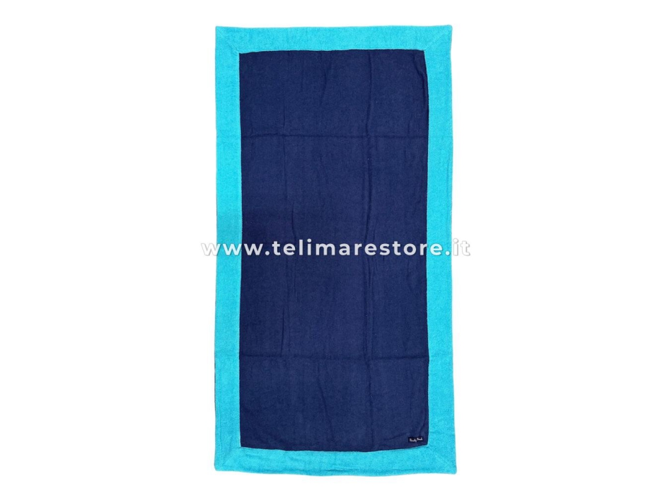 Telo Mare Tinta Unita Blu Bordo Azzurro MicroSpugna 100% Cotone Asciugamano Spiaggia