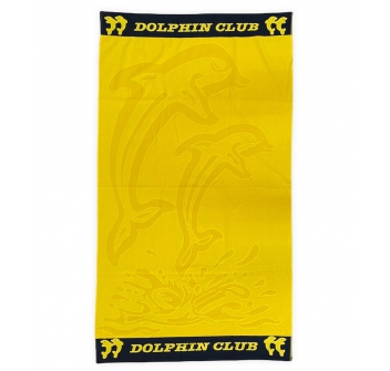 Telo Mare Tinta Unita Giallo Dolphin Club 100% Spugna di Cotone Asciugamano 90x160cm Beach Towel