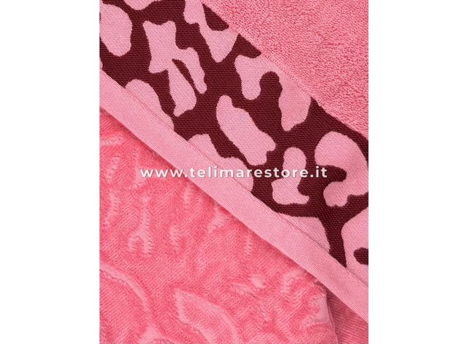 Telo Mare Tinta Unita Milos Rosa Spugna 100% Cotone Asciugamano 90x165cm Beach Towel