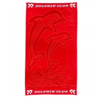 Telo Mare Tinta Unita Rosso Dolphin Club 100% Spugna di Cotone Asciugamano 90x160cm Beach Towel