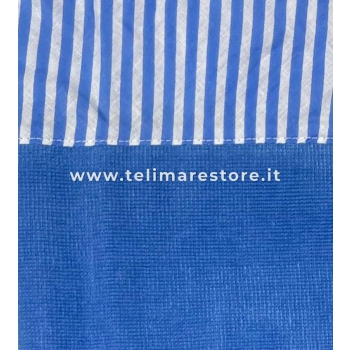 Telo Mare Tinta Unita Royal Blue Balza Righe 100% cotone 90x170 cm Asciugamano da Spiaggia