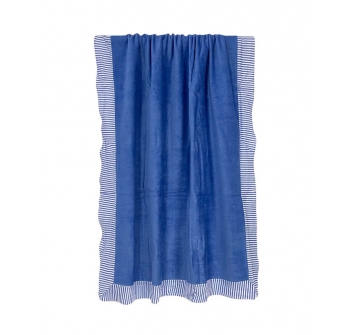 Telo Mare Tinta Unita Royal Blue Balza Righe 100% cotone 90x170 cm Asciugamano da Spiaggia
