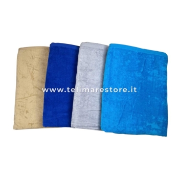 Telo Mare Tinta Unita Sabbia Spugna Velour 100% Cotone Asciugamano Spiaggia 90x160cm