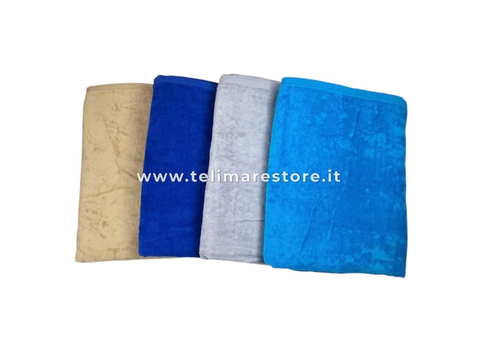 Telo Mare Tinta Unita Sabbia Spugna Velour 100% Cotone Asciugamano Spiaggia 90x160cm