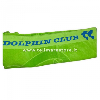 Telo Mare Tinta Unita Verde Dolphin Club 100% Spugna di Cotone Asciugamano 90x160cm Beach Towel