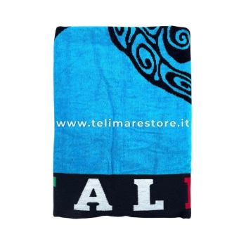 Telo Mare Turtle Italia Azzurro Spugna 100% Cotone Asciugamano Spiaggia 90x165cm Beach Towel