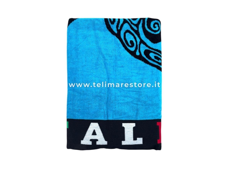 Telo Mare Turtle Italia Azzurro Spugna 100% Cotone Asciugamano Spiaggia 90x165cm Beach Towel