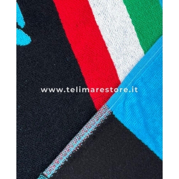 Telo Mare Turtle Italia Azzurro Spugna 100% Cotone Asciugamano Spiaggia 90x165cm Beach Towel