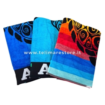 Telo Mare Turtle Italia Azzurro Spugna 100% Cotone Asciugamano Spiaggia 90x165cm Beach Towel