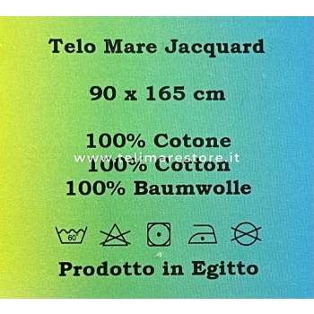 Telo Mare Turtle Italia Azzurro Spugna 100% Cotone Asciugamano Spiaggia 90x165cm Beach Towel
