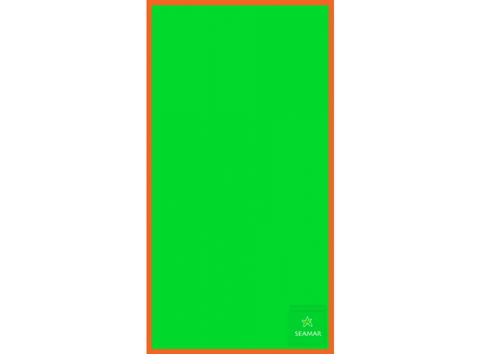 Telo Microfibra Bicolore Verde con bordo arancione e tasca