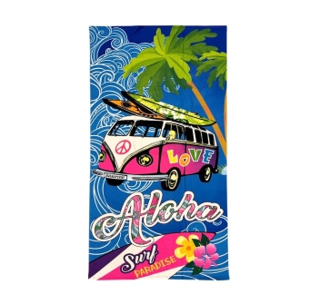 Telo Stampato Aloha Love Asciugamano 100% Poliestere Telo Mare 100x180cm 