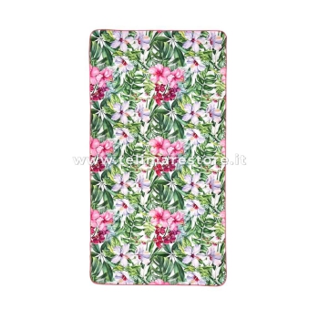 Telo Stampato Fiori Tropicali in Microfibra Con Pochette 90x170cm Telo Mare Asciugamano Spiaggia 