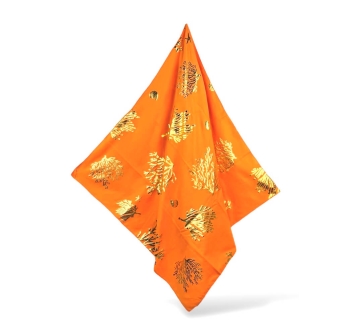 Telo Stampato in Microfibra Arancione Coralli Lurex 90x170cm Asciugamano Spiaggia Piscina 100%Poliestere