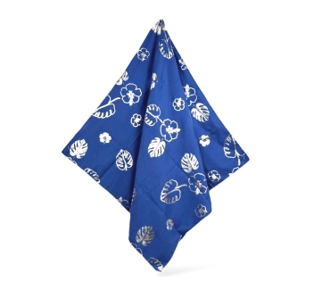 Telo Stampato in Microfibra Blu Foglie Lurex 90x170cm Asciugamano Spiaggia Piscina 100%Poliestere