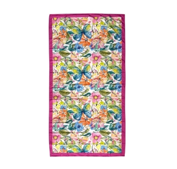 Telo Stampato in Microfibra Summer Farfalle 90x170cm Asciugamano Spiaggia e Piscina 100%Poliestere