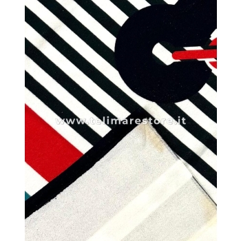 Telo Stampato Rigato Ancora Asciugamano 100% Poliestere Telo Mare 100x180cm 