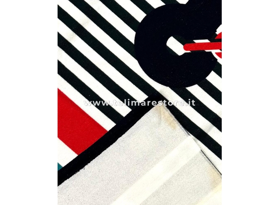 Telo Stampato Rigato Ancora Asciugamano 100% Poliestere Telo Mare 100x180cm 
